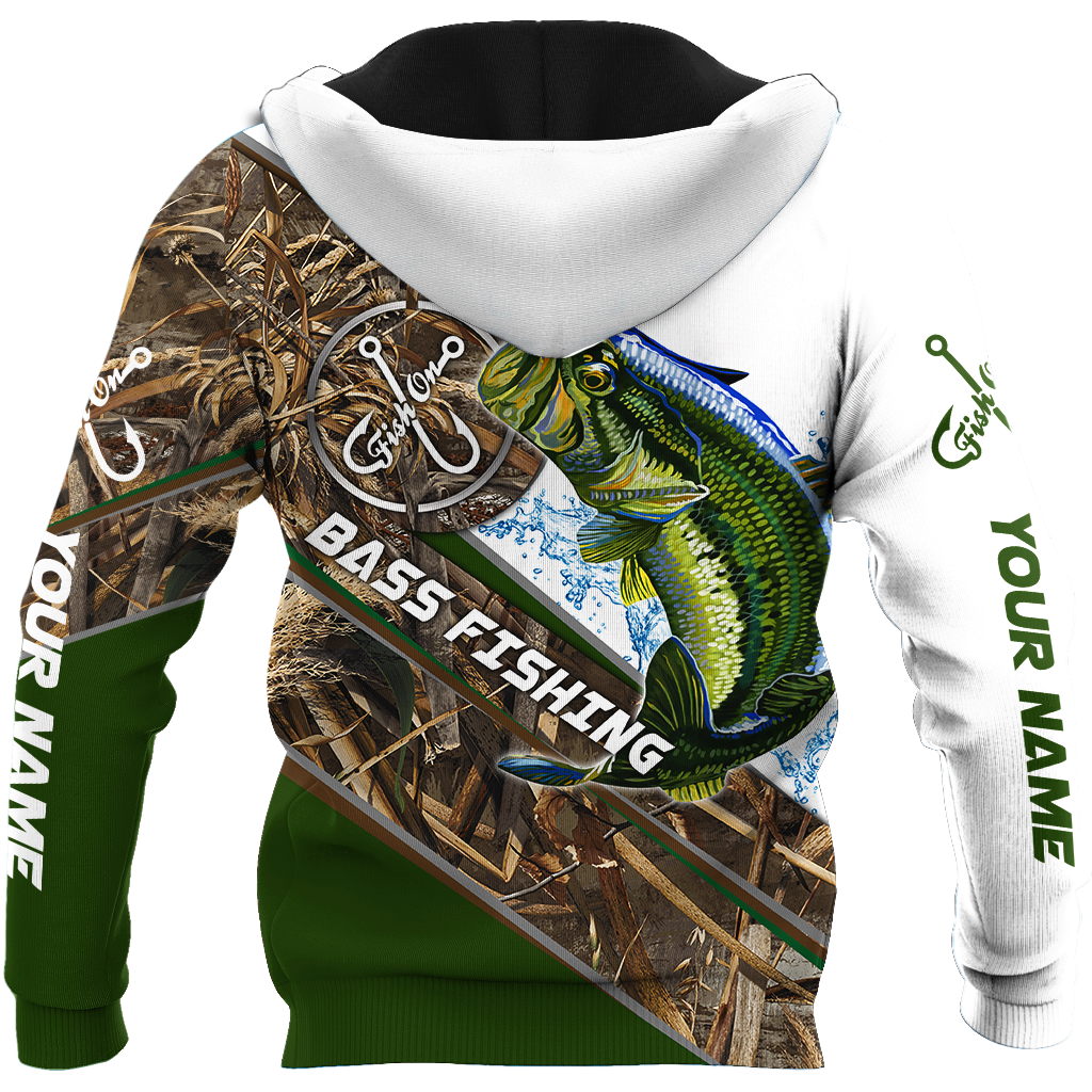 Custom name Bass Fishing camo 3D print shirts