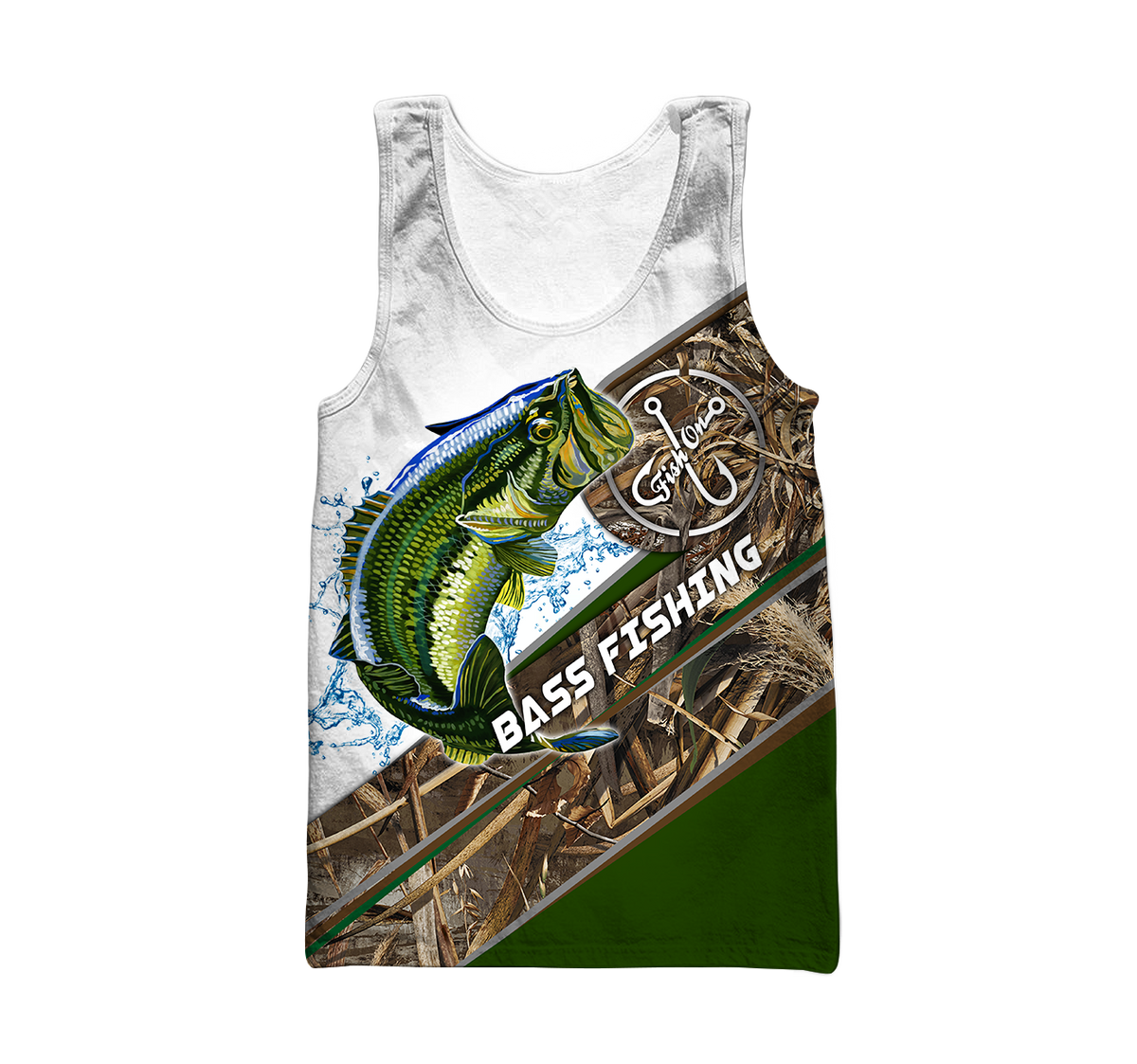 Custom name Bass Fishing camo 3D print shirts