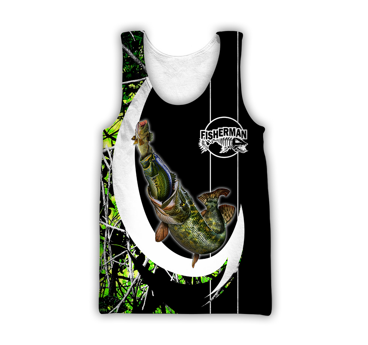 The great fish eats the small Green Camo Hook 3d print shirts