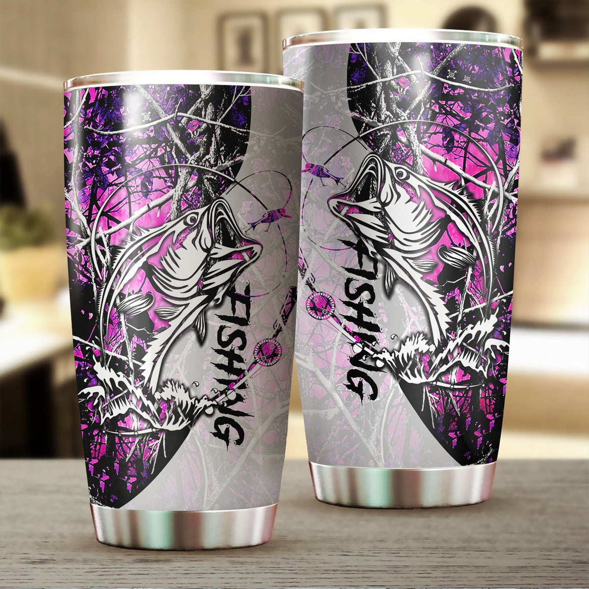 Bass Fishing Country Girl Camo Stainless Steel Tumbler 20 Oz HC27505