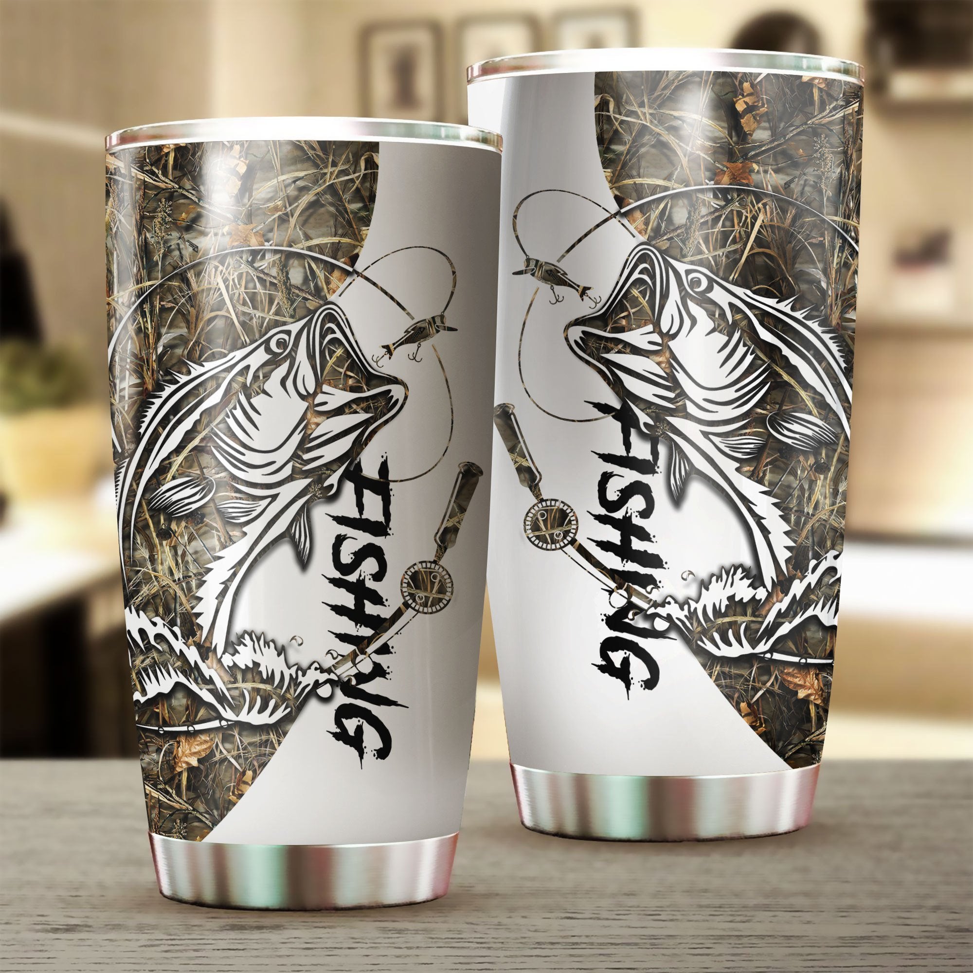 Bass Fishing Sport Stainless Steel Tumbler 20 Oz HC9301