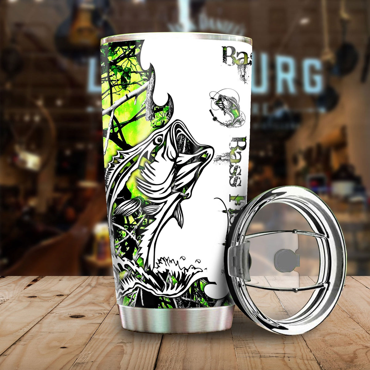 Green Bass Fishing Sport Stainless Steel Tumbler 20 Oz HC9302