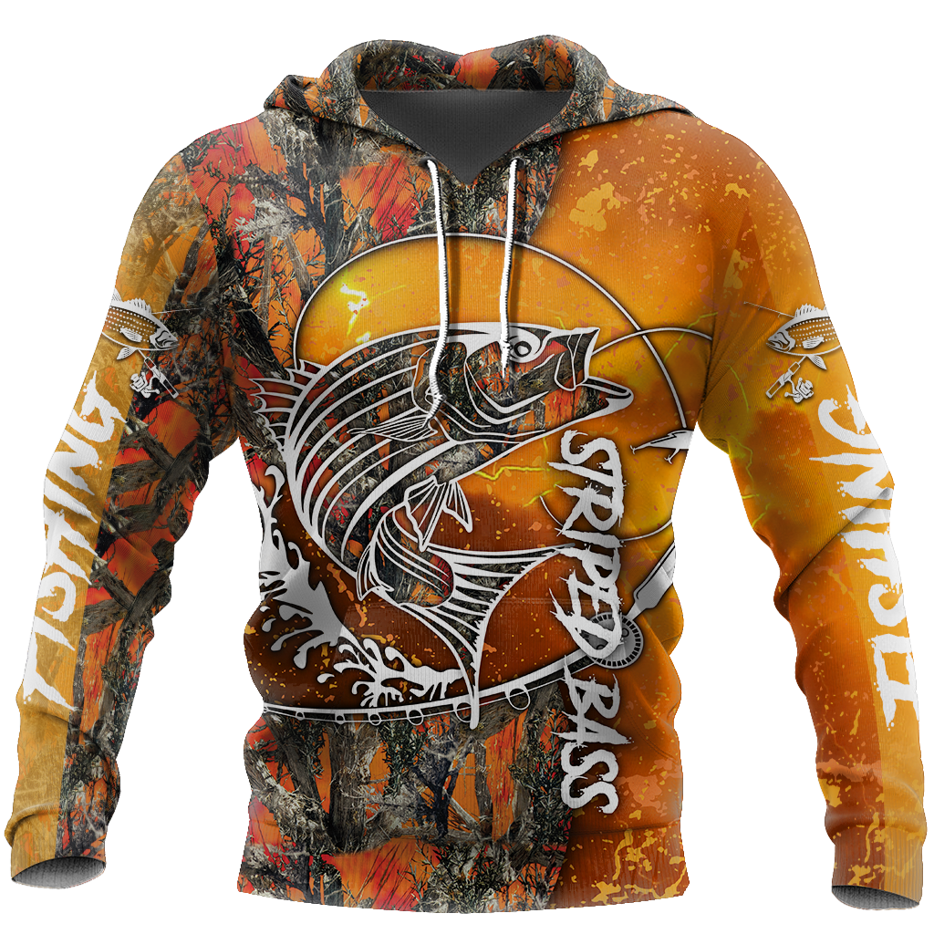 Striped Bass Fishing orange camo all over printed shirts for men and women TR271201