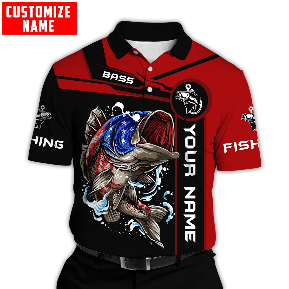 US Bass fishing Custom name fishing shirts for men and women
