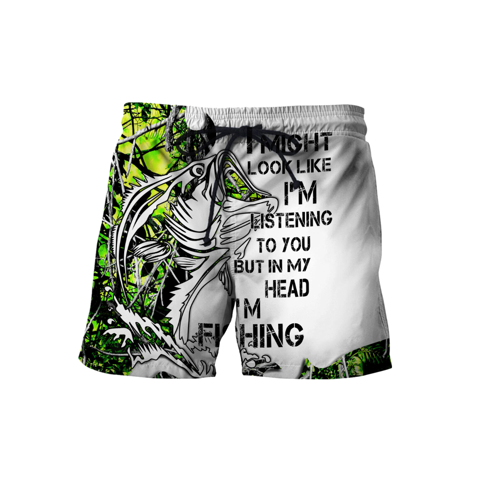 Custom name In my head I&#39;m fishing Bass fishing Tattoo 3D print shirts