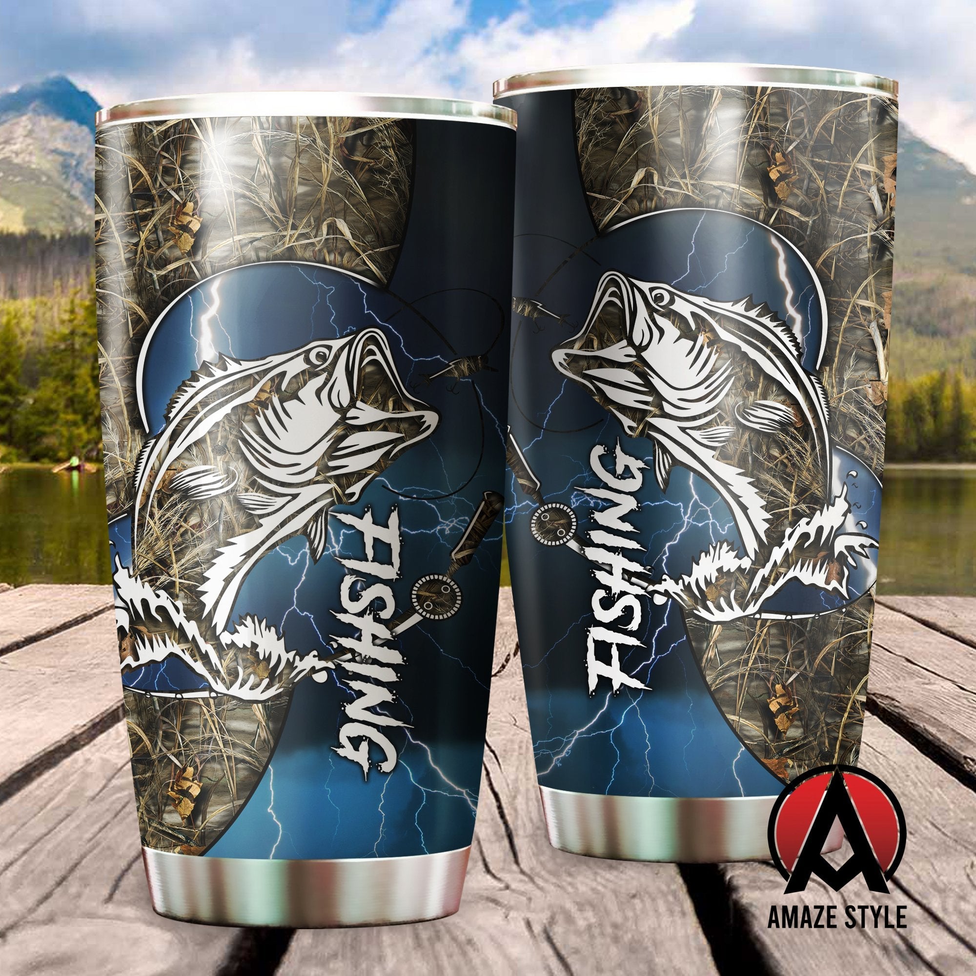 Bass fishing Sport - Blue version Stainless Steel Tumbler 20 Oz