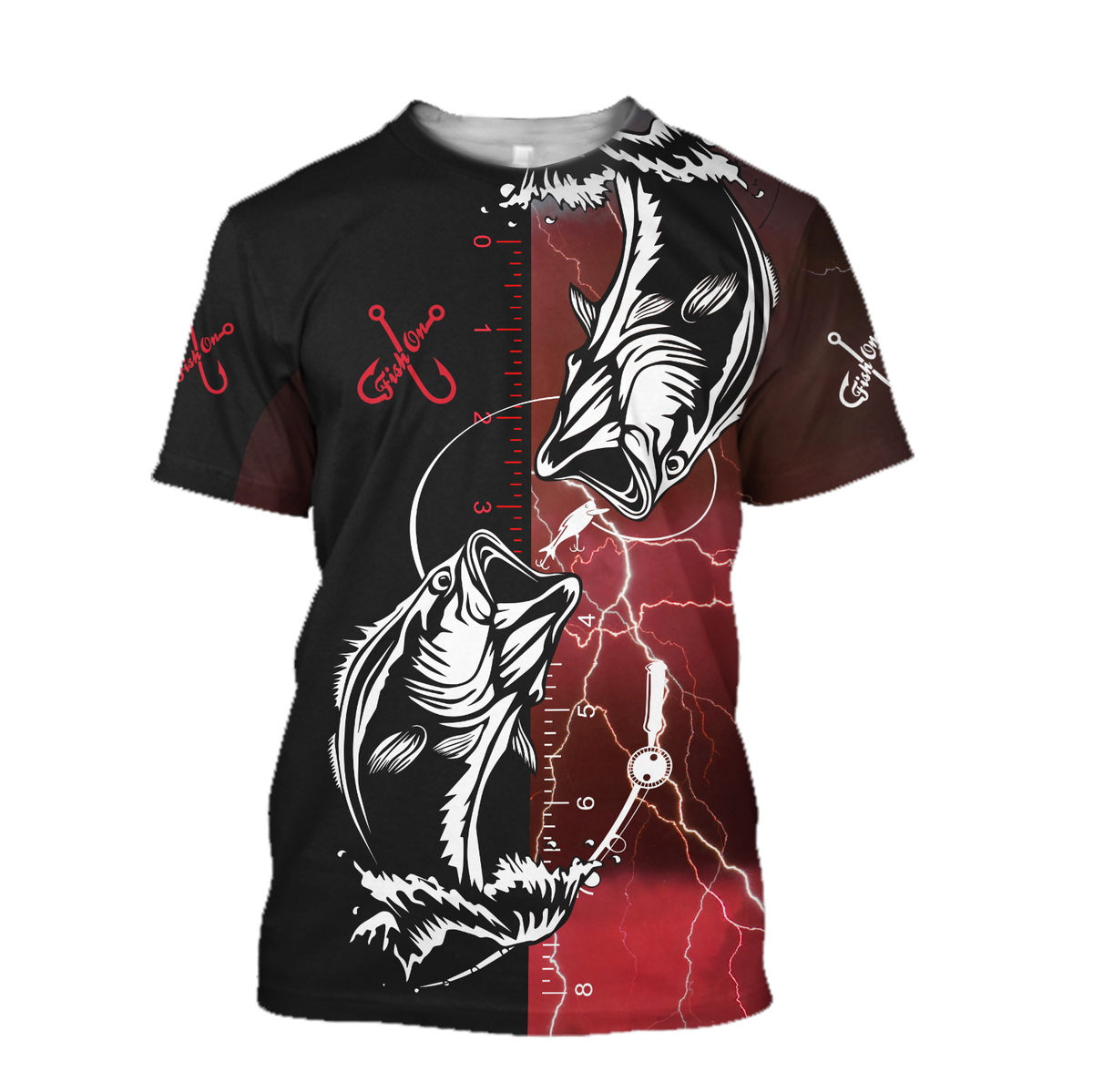 Bass fishing tattoo the rule Red colour 3D print shirts
