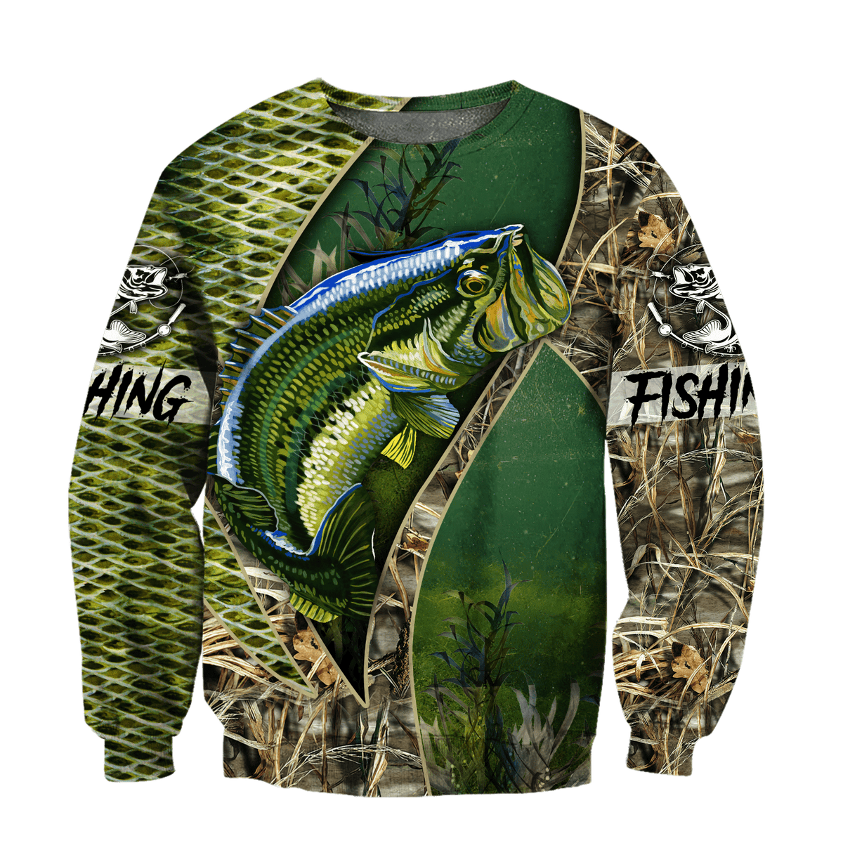 Bass Fishing Real Painting camo 3D print shirts