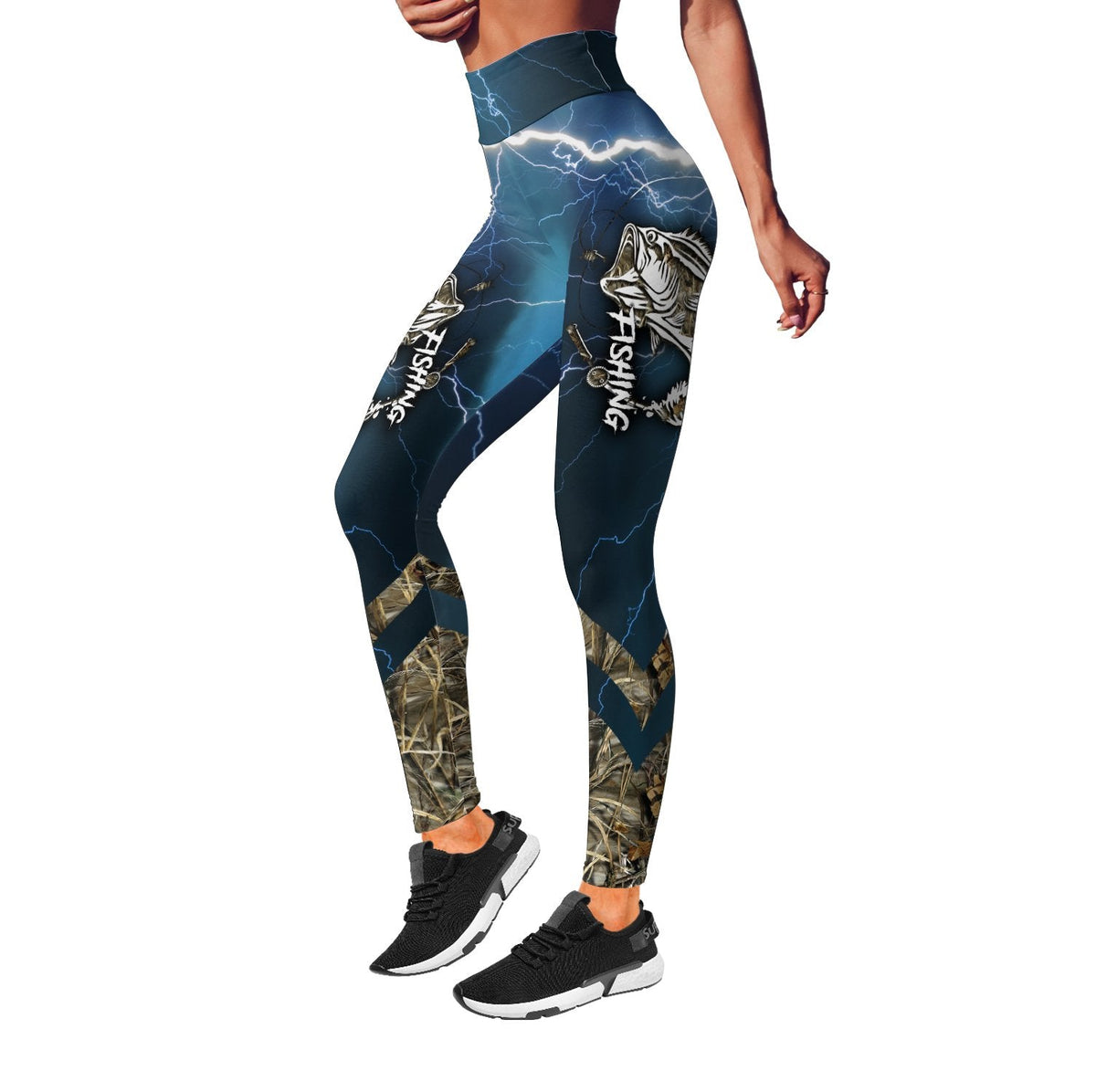 Bass Fishing - lines blue tattoos Camo Combo Legging + Tank TR300306