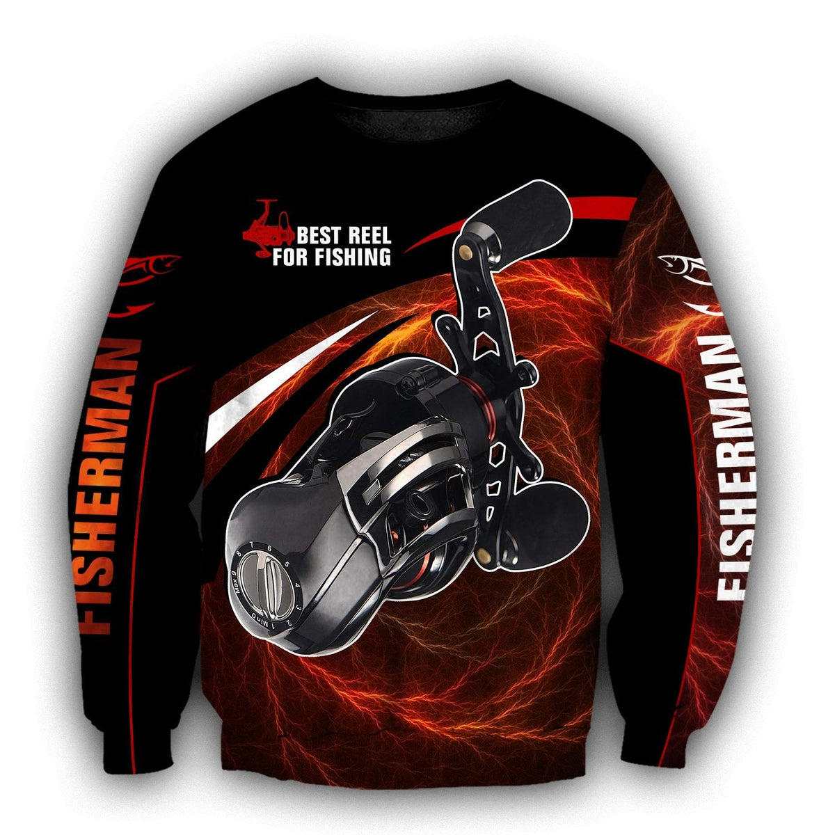 Best spinning reels for bass fishing 3D all over printing shirts for fisherman fire color TR030102