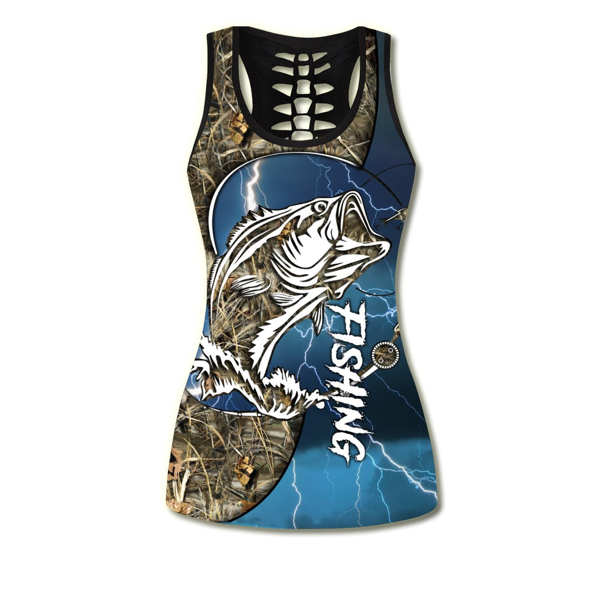 Bass Fishing - blue tattoos Camo Combo Legging + Tank TR230301