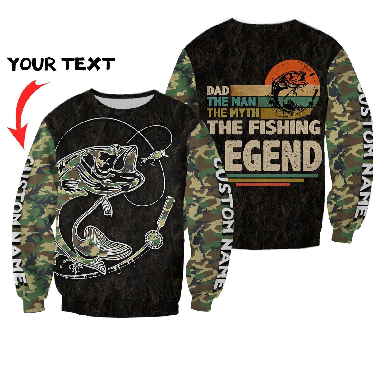 Custom name Fishing Dad The fishing Legend 3d printed shirts