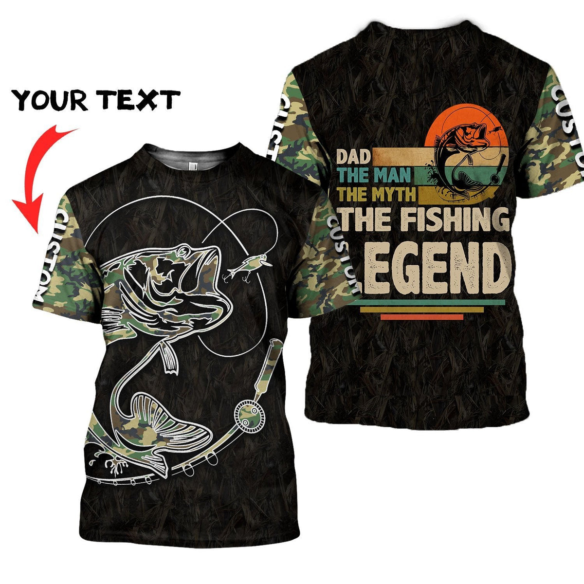 Custom name Fishing Dad The fishing Legend 3d printed shirts